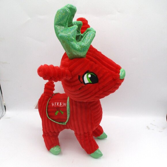 Kellytoy Santas Classic Reindeer Collection Plush Vixen Red Green 10" Christmas - Picture 1 of 6